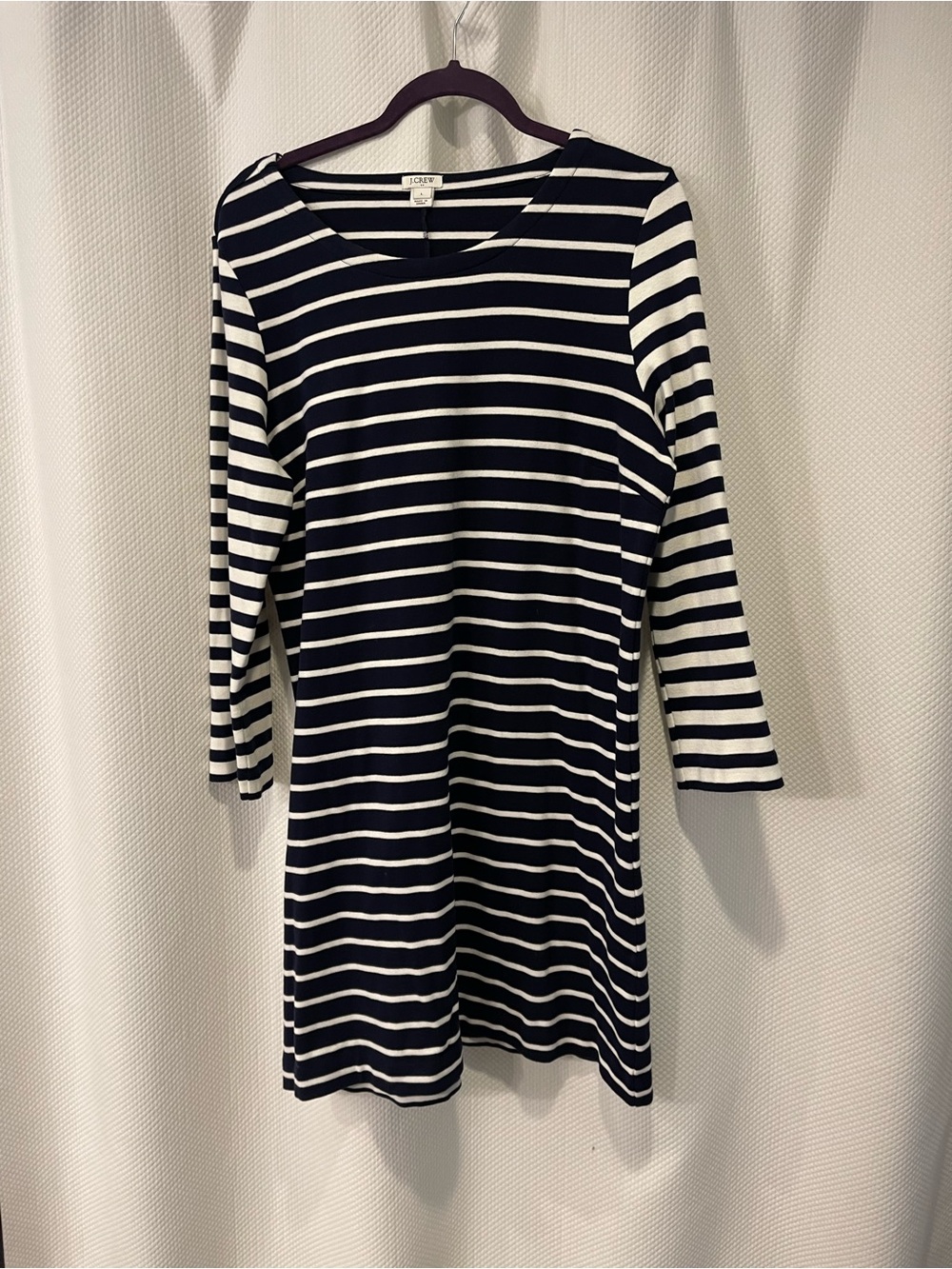 J. Crew Navy and White Striped Dress, size lg